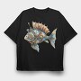 Steampunk Fish 09, Tricou Oversize Barbati (Unisex)