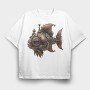 Steampunk Fish 106021004, Tricou Oversize Barbati (Unisex)