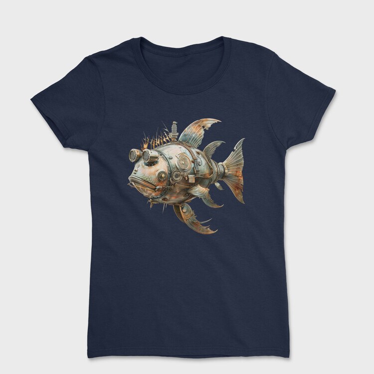 Steampunk Fish Clipart, Tricou Femei