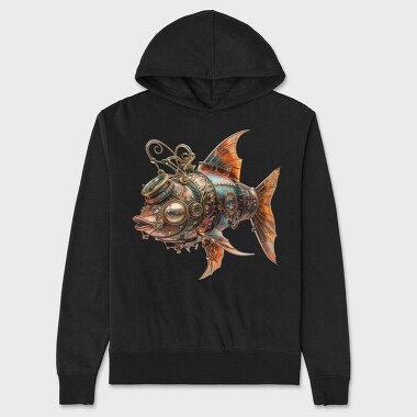 Steampunk Fish Mech, Hanorac Oversize Barbati (Unisex)