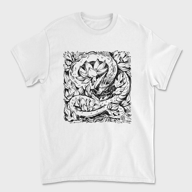 Dragon And Flowers Tote, Tricou Barbati (Unisex)