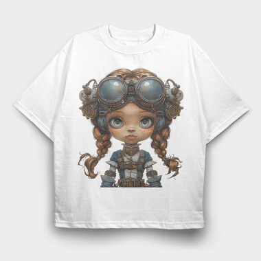 Steampunk Girl Gear, Tricou Oversize Barbati (Unisex)