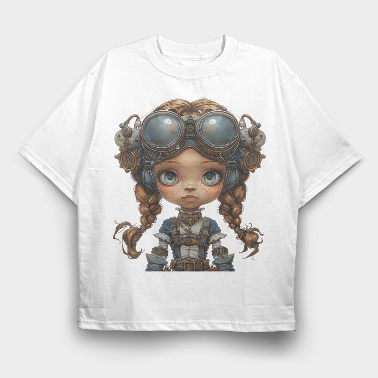 Steampunk Girl Gear, Tricou Oversize Barbati (Unisex)