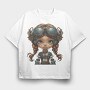 Steampunk Girl Gear, Tricou Oversize Barbati (Unisex)