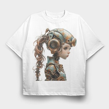 Steampunk Girl Gears, Tricou Oversize Barbati (Unisex)