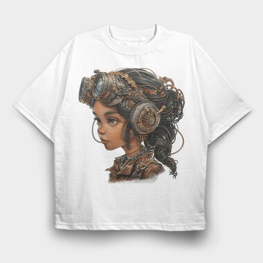 Steampunk Girl Goggles, Tricou Oversize Barbati (Unisex)