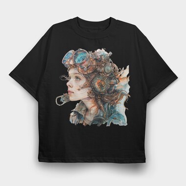 Steampunk Goggles Gear, Tricou Oversize Barbati (Unisex)