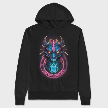 Dragon Neon New Year, Hanorac Oversize Barbati (Unisex)