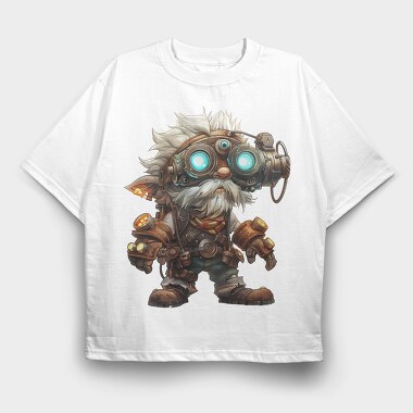 Steampunk Goggles Gnome, Tricou Oversize Barbati (Unisex)
