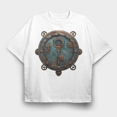 Steampunk Key Lock, Tricou Oversize Barbati (Unisex)