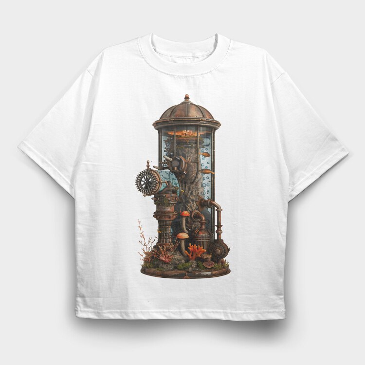 Steampunk Lighthouse Clipart, Tricou Oversize Barbati (Unisex)