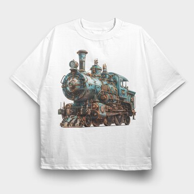 Steampunk Locomotive, Tricou Oversize Barbati (Unisex)