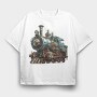 Steampunk Locomotive, Tricou Oversize Barbati (Unisex)
