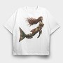 Steampunk Mermaid Tail, Tricou Oversize Barbati (Unisex)