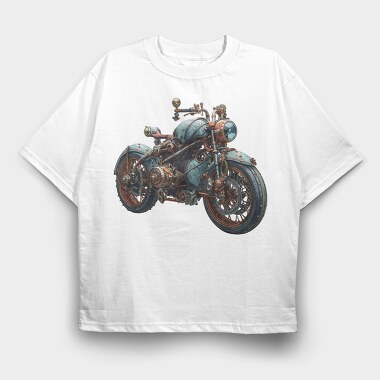 Steampunk Motorcycle, Tricou Oversize Barbati (Unisex)