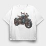 Steampunk Motorcycle, Tricou Oversize Barbati (Unisex)