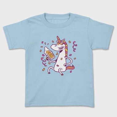 Drunk Unicorn With Beer Bachelor, Tricou Copii