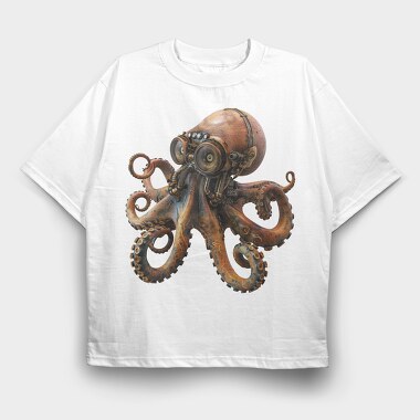 Steampunk Octopus Goggles, Tricou Oversize Barbati (Unisex)