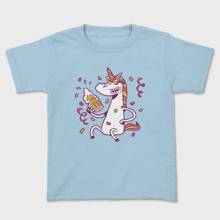 Drunk Unicorn With Beer Bachelor, Tricou Copii