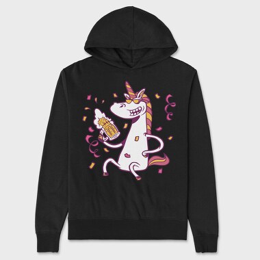Drunk Unicorn With Beer Bachelor, Hanorac Oversize Barbati (Unisex)