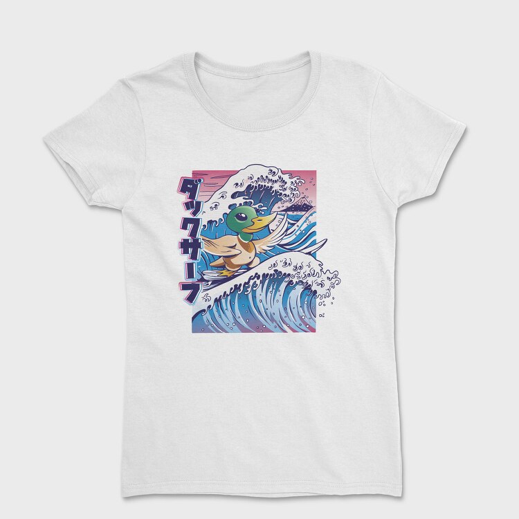 Duck Surfing Surf Vaporwave, Tricou Femei