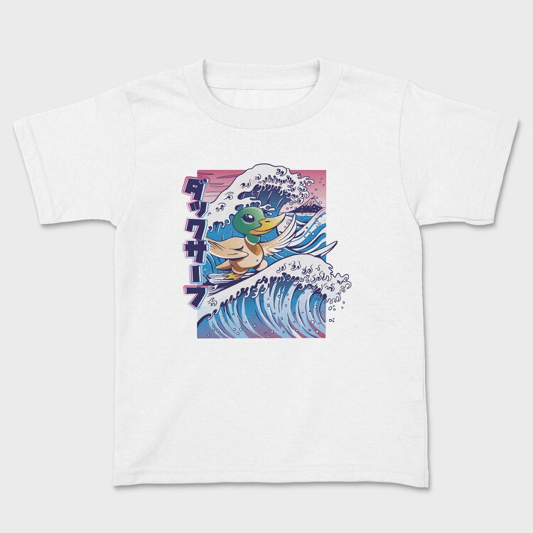 Duck Surfing Surf Vaporwave, Tricou Copii