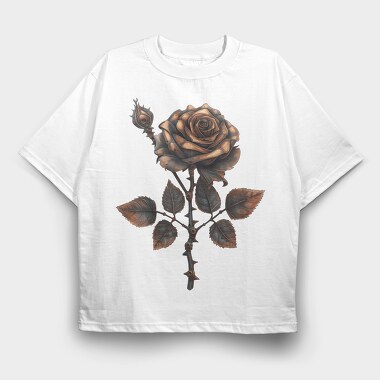 Steampunk Rose Bud, Tricou Oversize Barbati (Unisex)