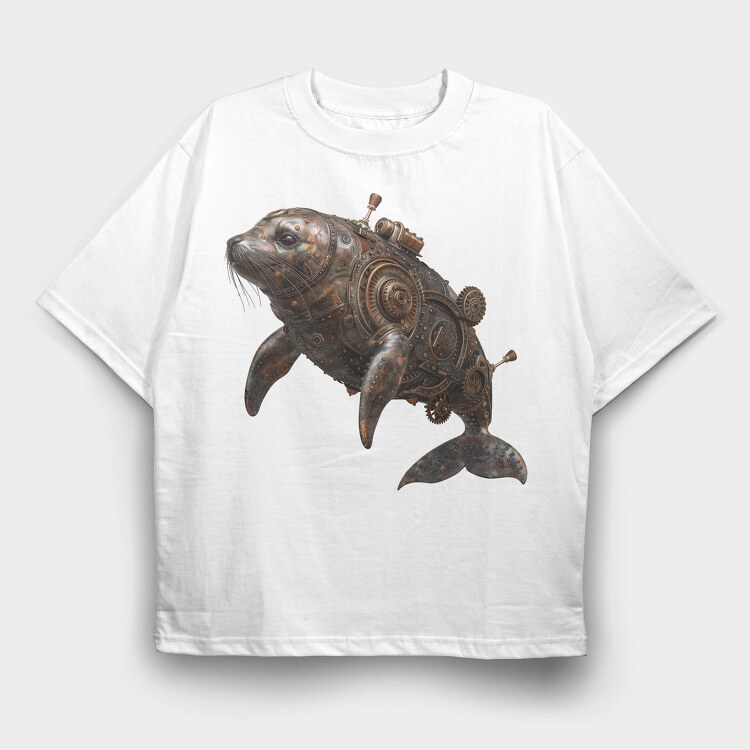 Steampunk Sea Animal, Tricou Oversize Barbati (Unisex)