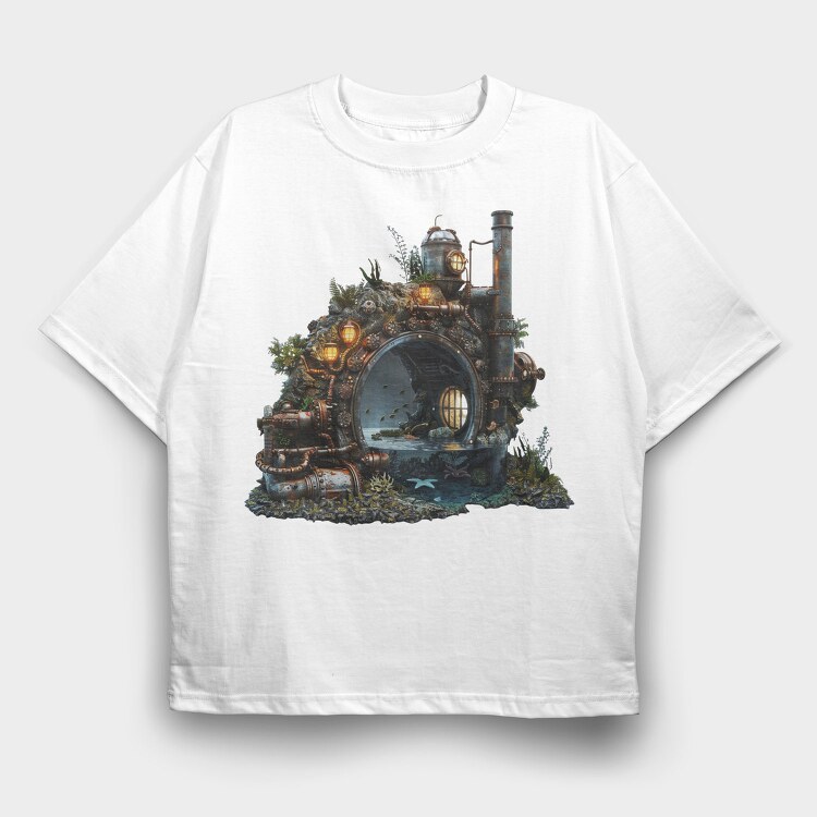 Steampunk Sea Clipart, Tricou Oversize Barbati (Unisex)