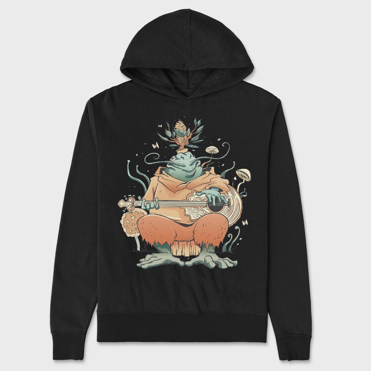 Frog Musician Magic Bard Cottage, Hanorac Oversize Barbati (Unisex)
