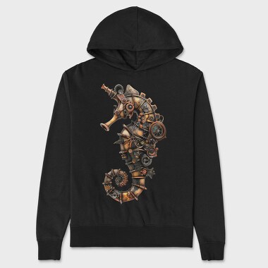 Steampunk Seahorse Gears, Hanorac Oversize Barbati (Unisex)