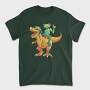 Frog Riding A T Rex Dino Trex, Tricou Barbati (Unisex)