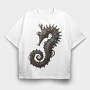 Steampunk Seahorse, Tricou Oversize Barbati (Unisex)