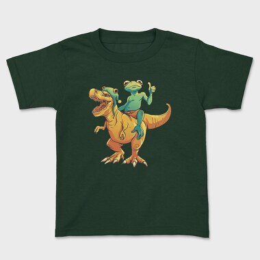 Frog Riding A T Rex Dino Trex, Tricou Copii
