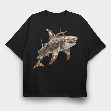 Steampunk Shark 106021004, Tricou Oversize Barbati (Unisex)