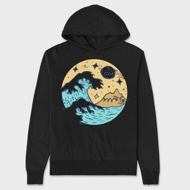 Illustrated Waves And Beach 05, Hanorac Oversize Barbati (Unisex)