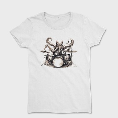 Imaginative Octopus Drummer Playing Drums, Tricou Femei