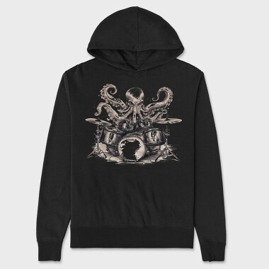 Imaginative Octopus Drummer Playing Drums, Hanorac Oversize Barbati (Unisex)