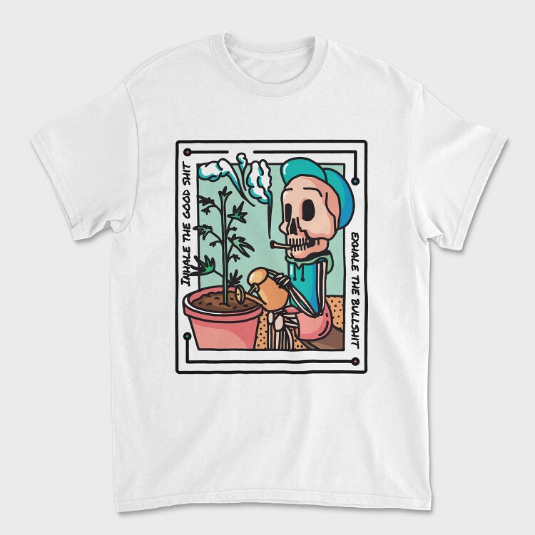 Inhale The Good Weed Skeleton Skull, Tricou Barbati (Unisex)