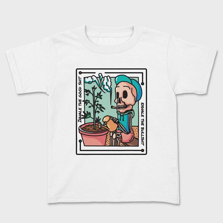 Inhale The Good Weed Skeleton Skull, Tricou Copii