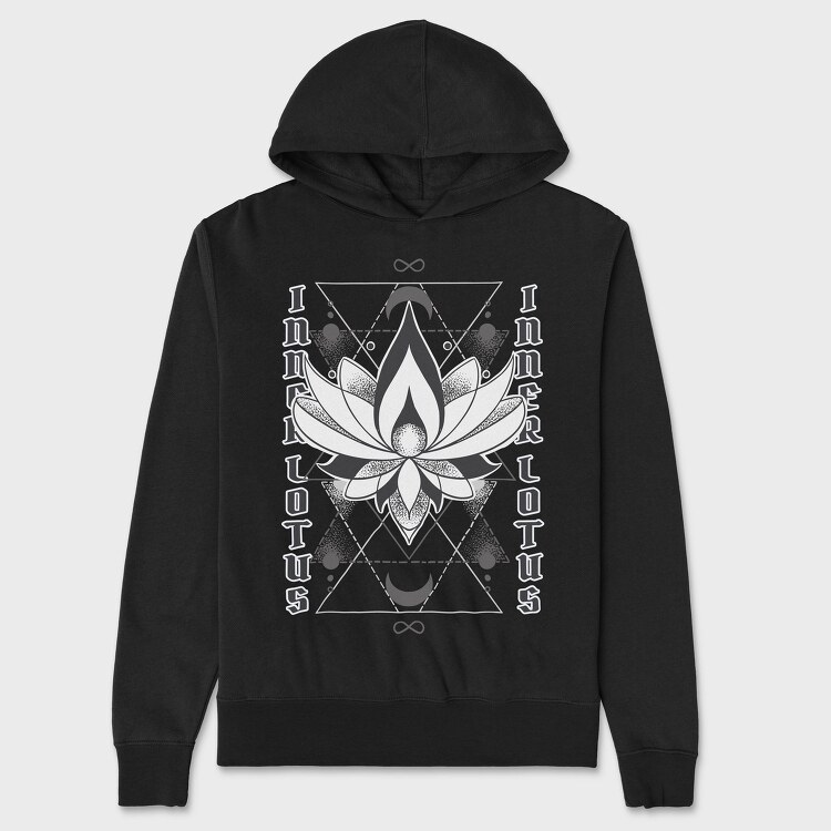 Inner Lotus Flower Monochrome Tote, Hanorac Oversize Barbati (Unisex)