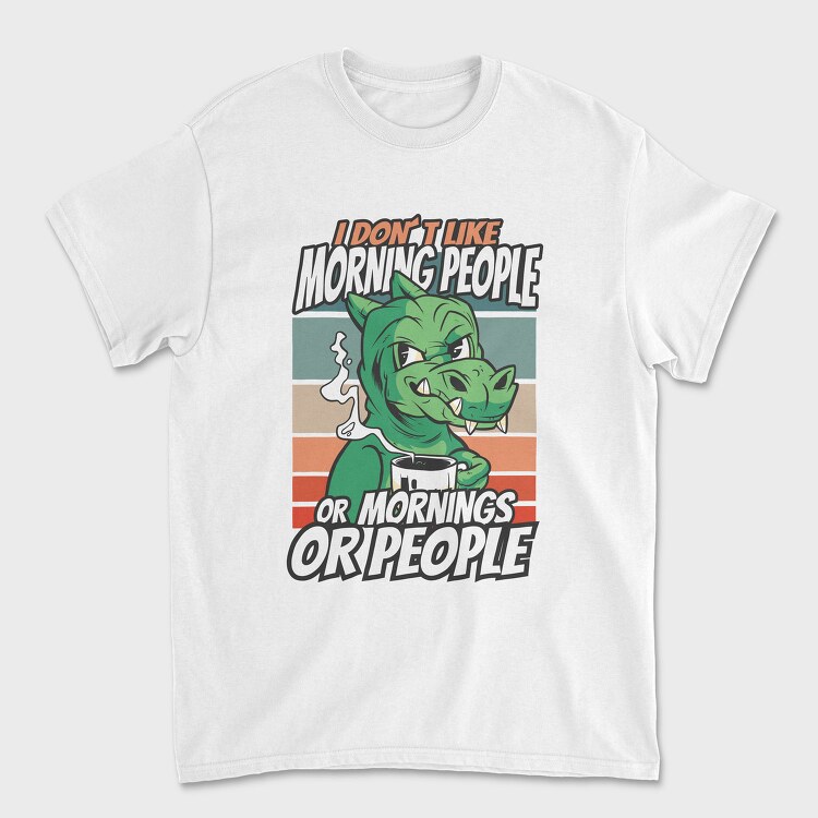 Introvert Cartoon Dinosaur Coffee, Tricou Barbati (Unisex)