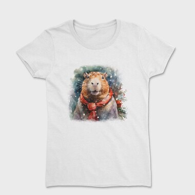 Capybara Christmas Throw Pillow, Tricou Femei