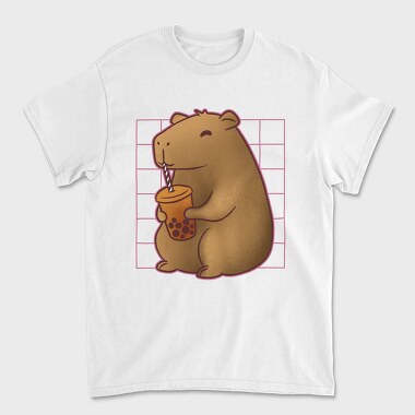 Capybara Drinking A Cup Of Tea Boba Tote, Tricou Barbati (Unisex)