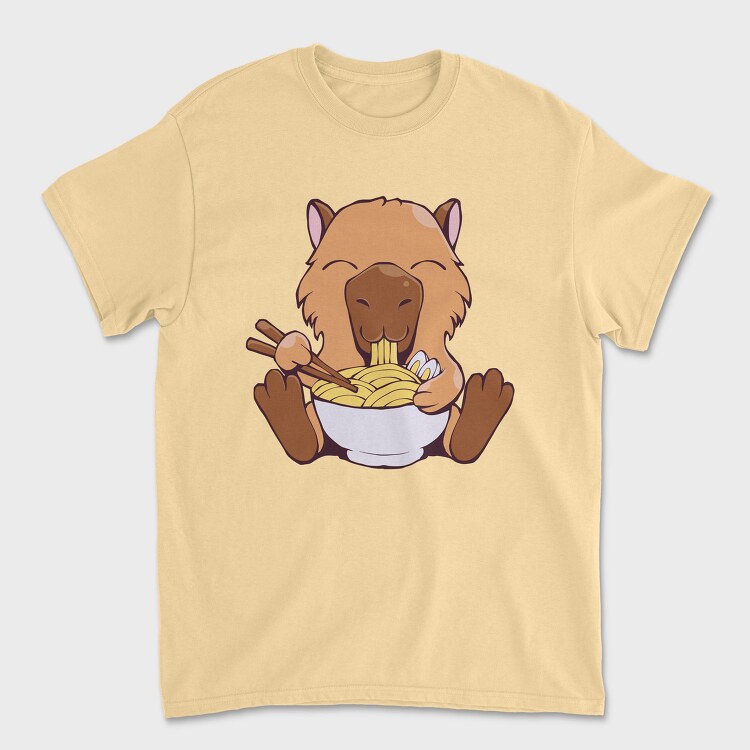 Capybara Eating Ramen Capibara, Tricou Barbati (Unisex)