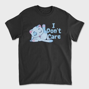 Cartoon Cat Licking I Don T Care, Tricou Barbati (Unisex)