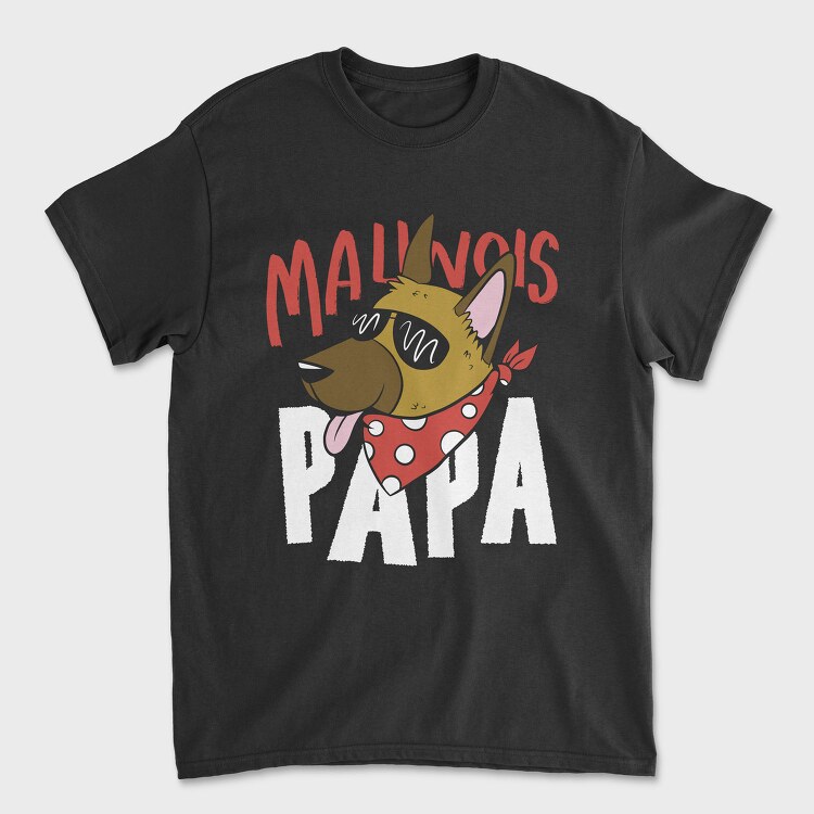 Cartoon Dog With Sunglasses Malinois Papa, Tricou Barbati (Unisex)