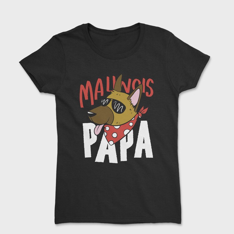 Cartoon Dog With Sunglasses Malinois Papa, Tricou Femei