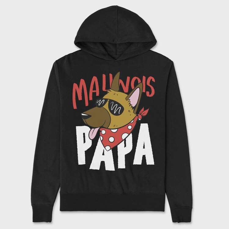 Cartoon Dog With Sunglasses Malinois Papa, Hanorac Oversize Barbati (Unisex)