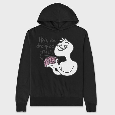 Cartoon Man Holding Brain Hey You Dropped This, Hanorac Oversize Barbati (Unisex)